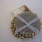 Winter Frost Silver Beaded Round Coasters w/Silver/Gold Little Bells Set of 4 NW