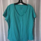 Faded Glory Junior Size Turquoise Green V Neck Shirt Sz XL 16/18 Pre-Owned