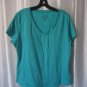 Faded Glory Junior Size Turquoise Green V Neck Shirt Sz XL 16/18 Pre-Owned