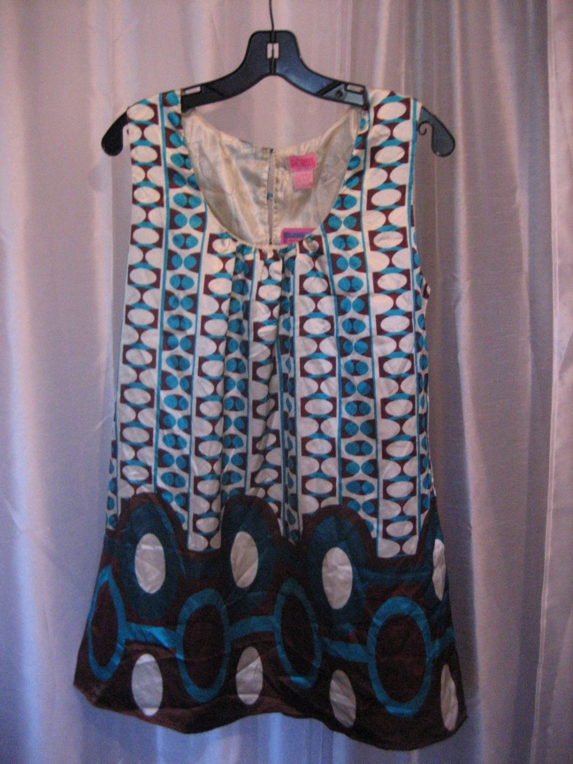 She's Cool Junior Size Brown/Blue/Cream Sleeveless Knee Length Dress Sz L NWWT