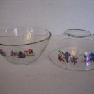 Vintage Wild Violets Just for You By J. Walsh for Avon Glass Bowl Set of 2 New