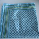 Blue/Green/White Stripes & Flowers Scarf 26 in. Sq. Made in Italy Poly Pre-Owned