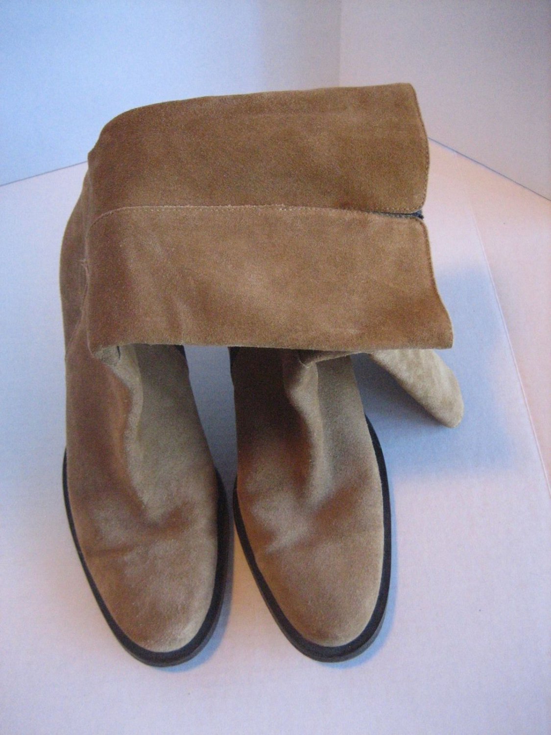 Banana Republic Women's Tan Suede Mid Calif inside Zipper Boots Sz 8 Pre-Owned