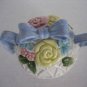 Fitz and Floyd White Woven Basket with Blue Bow & Flowers Creamer/Sugar Set 1990