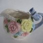 Fitz and Floyd White Woven Basket with Blue Bow & Flowers Creamer/Sugar Set 1990