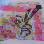 Vintage Women's Pink & Black Floral & Bow Scarf 30 in.W x 34 in.L Pre-Owned