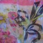 Vintage Women's Pink & Black Floral & Bow Scarf 30 in.W x 34 in.L Pre-Owned