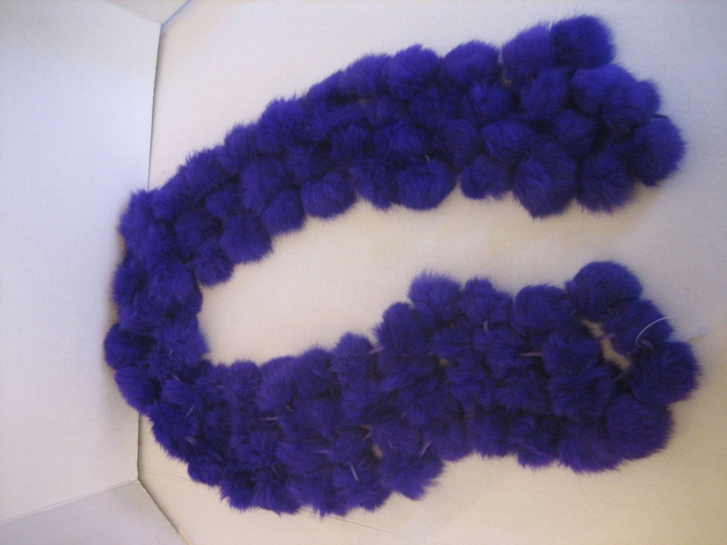 Women's Purple Fur Pom Pom Scarf/Wrap 5 in.W x 52 in.L NWNT