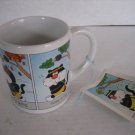 Applause Black/White Cat Exercising Ceramic Coffee Mug Cup New 3 in.Wx3 1/2 in.T