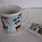 Applause Black/White Cat Exercising Ceramic Coffee Mug Cup New 3 in.Wx3 1/2 in.T