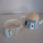 Applause Blue/Grey Stone House Ceramic 2 Piece Tea Cup & Single Cup Pot Set NWNT
