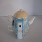 Applause Blue/Grey Stone House Ceramic 2 Piece Tea Cup & Single Cup Pot Set NWNT