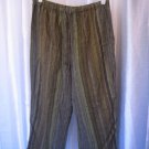 T & Company Junior Size Green/Brown Striped Capri/Cropped Pants Sz 14 Pre-Owned