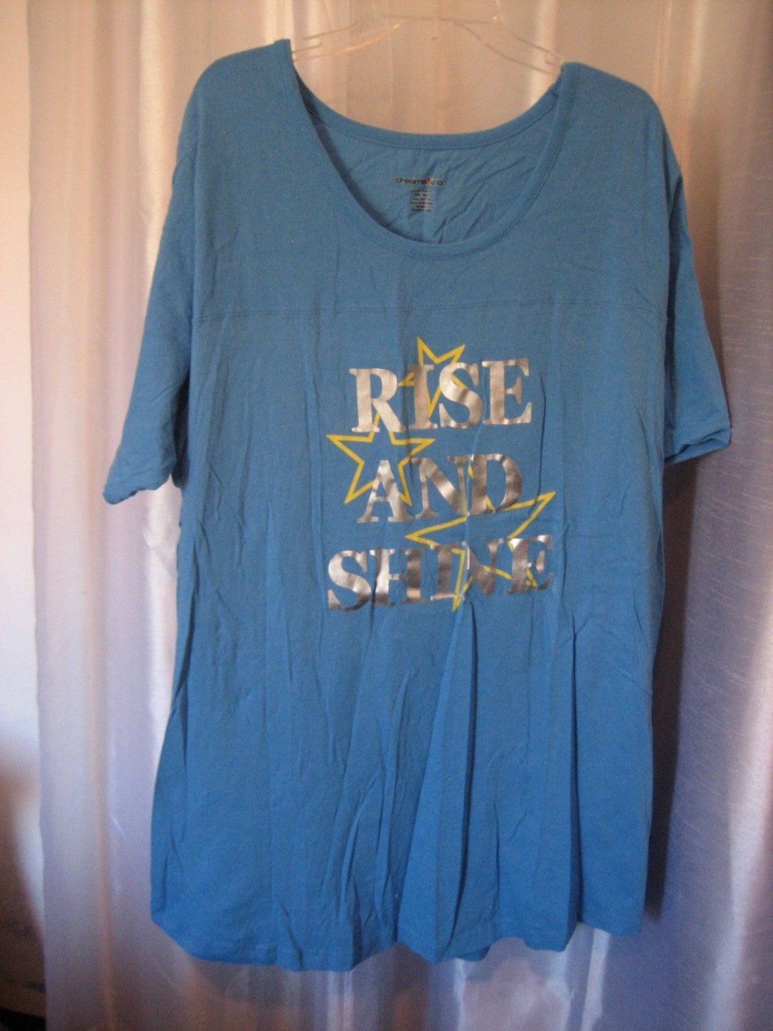Dreams & Co. Women's Blue Rise and Shine Short Sleeve Sleep Shirt Sz 1X/2X NWNT