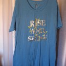 Dreams & Co. Women's Blue Rise and Shine Short Sleeve Sleep Shirt Sz 1X/2X NWNT
