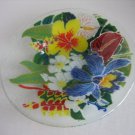 Decorative Clear Glass Multi-Color Floral Candy Dish Bowl 8 1/4 in.R  x 3 in.D