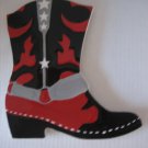 Ceramic Red/Black Cowboy Boot White StarsTrivet/Wall Hanger New 8in.W x 9in. L