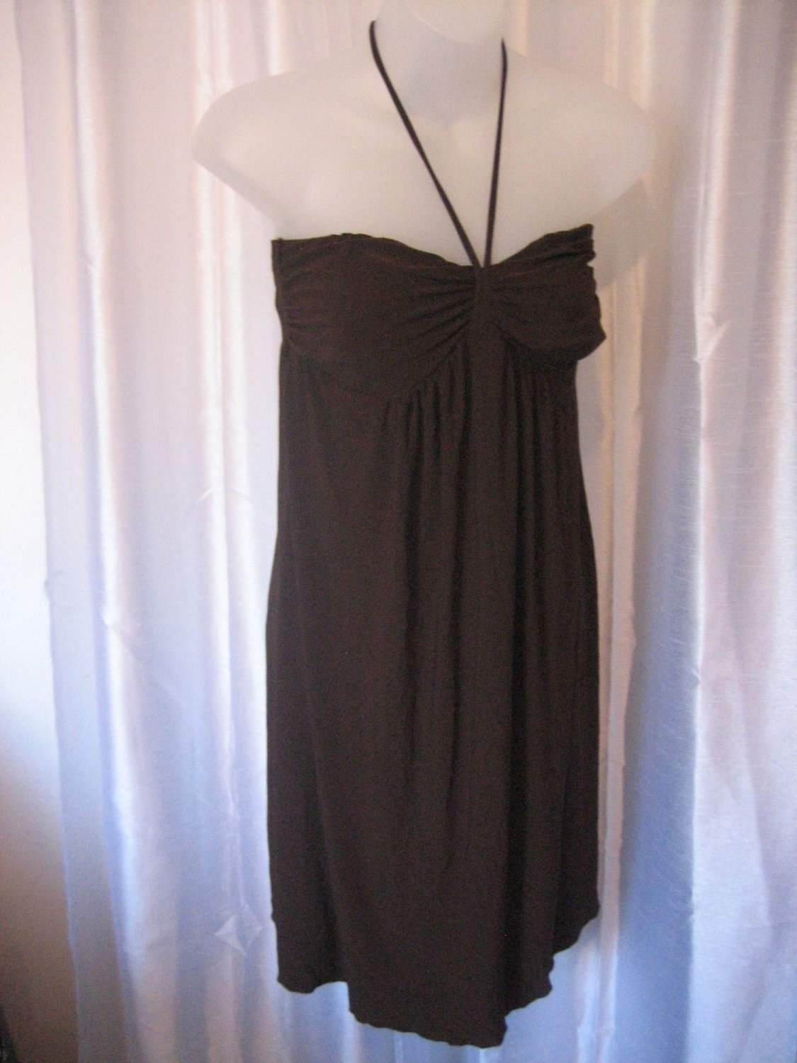 Goodies Junior Size Brown Ties around Neck Halter Sleeveless Dress Sz S NWNT