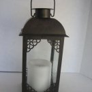 Inglow Flameless Candles Decorative Brown Metal/Glass Flameless Candle Lantern