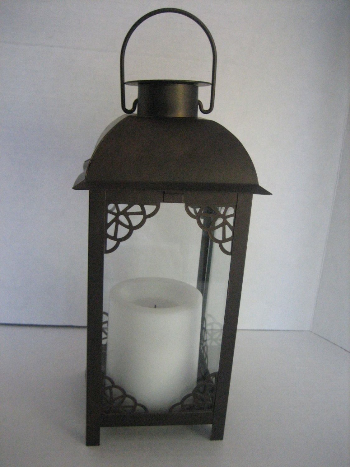 Inglow Flameless Candles Decorative Brown Metal/Glass Flameless Candle