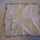 Women's White/Blue Cotton Handkerchief w/Crocheted Sides 10 1/2in.Sq. Pre-Owned