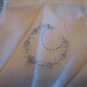 Women's White/Blue Cotton Handkerchief w/Crocheted Sides 10 1/2in.Sq. Pre-Owned