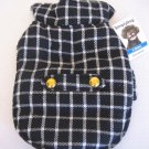 Simply Dog Unisex Black/White Plaid Gold Button Back Tab Pet/Dog Jacket Sz XXS