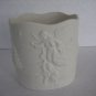 Angel Winter Scene Oval Cream Color Ceramic Tea Light Candle Holder 4 in.T New