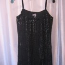 Roxy Junior Size Black Eyelet Spaghetti Strap Knee Length Sundress Sz XS NWNT