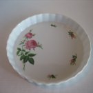 Christineholm White Round Ceramic Baking Dish w/Pink Roses 9 1/2 in.Round PreOwn