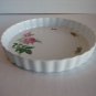 Christineholm White Round Ceramic Baking Dish w/Pink Roses 9 1/2 in.Round PreOwn