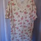 Rene Rofe Lingerie Women's 100% Cotton Pink Flowers SleepShirt Sz One Size NWNT