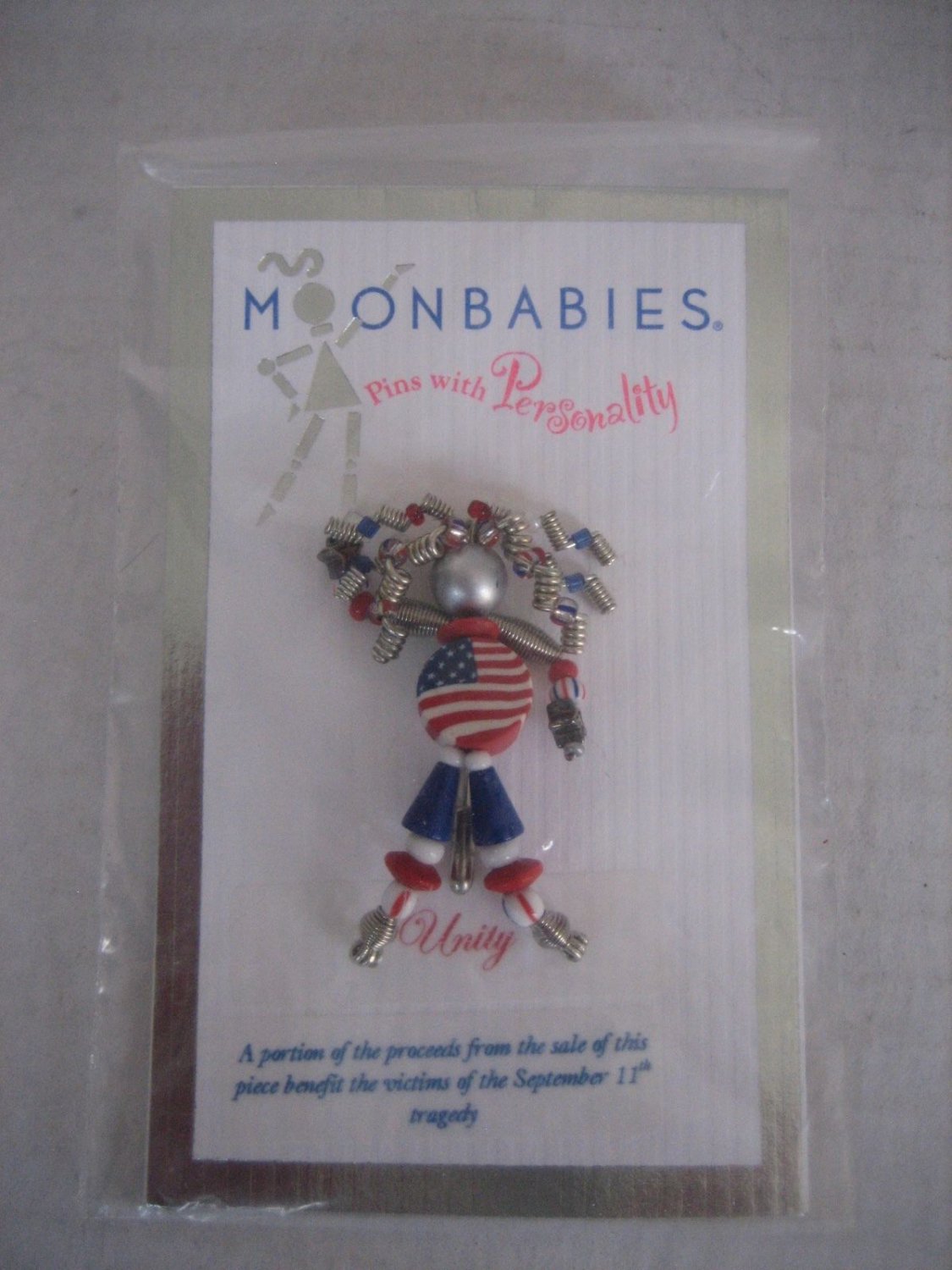 Vintage MoonBabies Unity Women's Silver Wire Wrap Fashion Stick Pin Brooch NWIP
