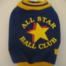 Dallas Fleece Dog/Pet All Star Ball Club Blue/Yellow Letterman Jacket Sz 3/M NW