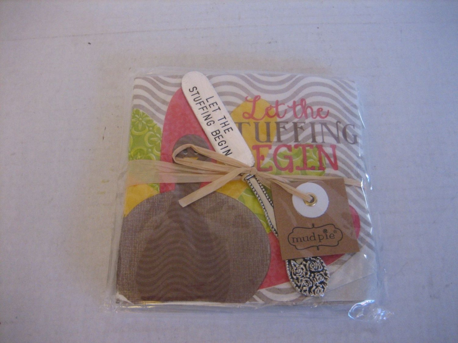Mudpie Let the Stuffing Begin Paper Napkins/Spreader 2 Piece Set Thanksgiving NW