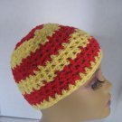 Handmade Unisex Red/Yellow Crochet Knit Beanie Hat New 19 in.R. x 6 1/2in.T.
