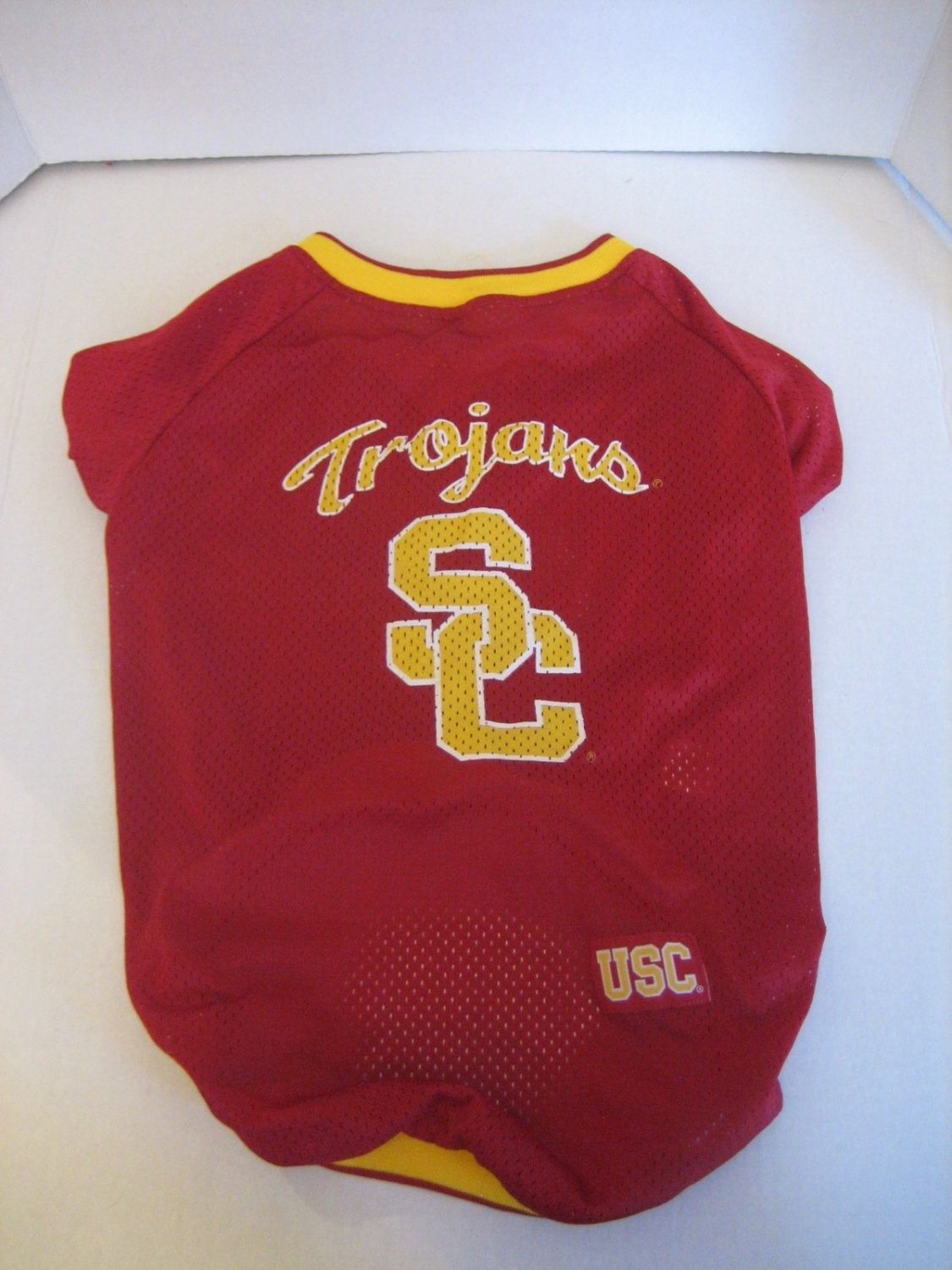 USC Trojans Maroon & Yellow Dog/Pet Football Jersey 100% Polyester Sz L NWNT