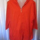Avenue Women's Red Front Zipper Hoodie 3/4 Sleeve Jacket Sz 14/16 Pre-Owned