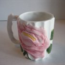 Pacific Rim White Ceramic Coffee Mug/Cup with Pink Roses 4 1/3in.Tx3 1/3in.W NW