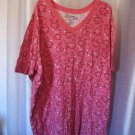 Dreams & Co. Women's Pink Hearts 100%Cotton Short Sleeve Sleep Shirt Sz 1X/2X NW