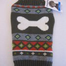 Simply Dog Olive/Grey/Orange Bone Fair Isle Unisex Pet/Dog Sweater Sz XS NWWT