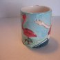 Living Quarters Mermaid & Flamingo Ceramic Coffee Mug/Cup with Fish Handle 4inT