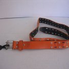 Unbranded Orange Leather 1 1/3in.W. Unisex Belt w/Stars B199 Sz L /38-40 NWNT