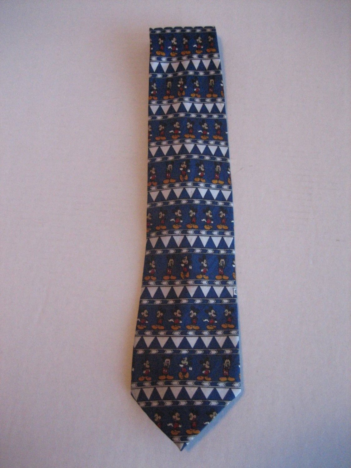 Disney Mickey Mouse Blue & White Men's Classic Neck Tie 100% Polyester Pre-Owned