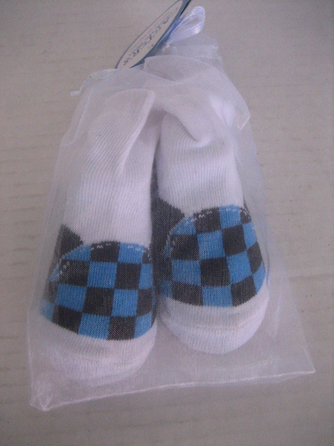 Carter's Infant Boy's Black & Blue Checkered Bootie/Sock Sz 12-24M NWWT 98%Poly