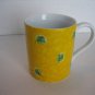 Konitz Bon Jour Yellow Porcelain Coffee Mug/Cup w/Green 4 Leaf Clovers Pre-Owned