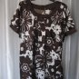 Antilia Femme Junior Size Brown & White Floral Short Sleeve Dress Sz 1X NWNT