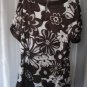 Antilia Femme Junior Size Brown & White Floral Short Sleeve Dress Sz 1X NWNT