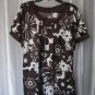 Antilia Femme Junior Size Brown & White Floral Short Sleeve Dress Sz 1X NWNT