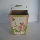 Soft Spoken Decorative Green & Pink Floral Wood Bucket 6 1/4 in.T x 5 in.W. New